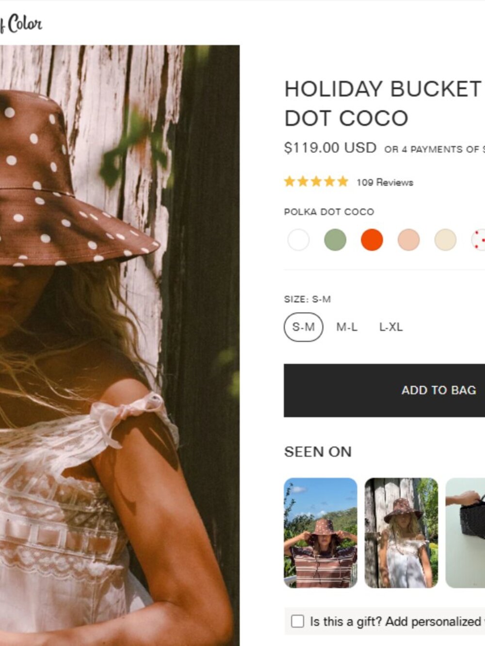 NWT Lack of Color Holiday Sun Hat Peach Bloom Cotton Bucket - Picture 2 of 4